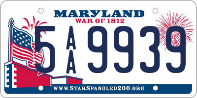 MD license plate 5AA9939