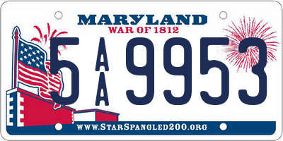 MD license plate 5AA9953