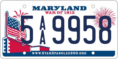 MD license plate 5AA9958