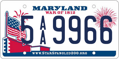 MD license plate 5AA9966