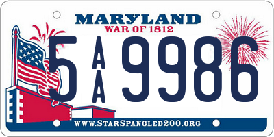 MD license plate 5AA9986