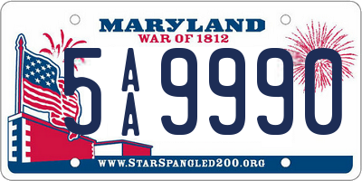 MD license plate 5AA9990