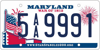 MD license plate 5AA9991