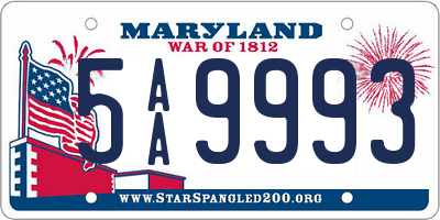 MD license plate 5AA9993