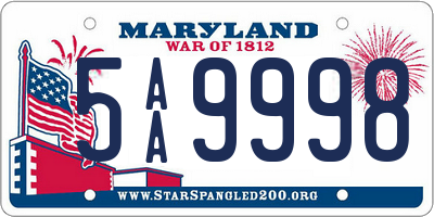 MD license plate 5AA9998