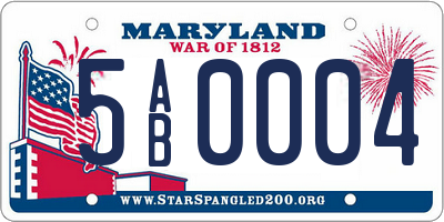MD license plate 5AB0004