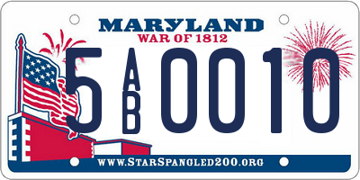 MD license plate 5AB0010