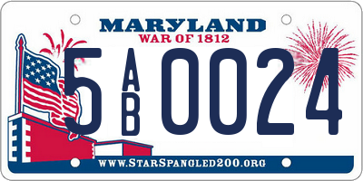 MD license plate 5AB0024