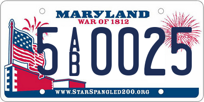 MD license plate 5AB0025