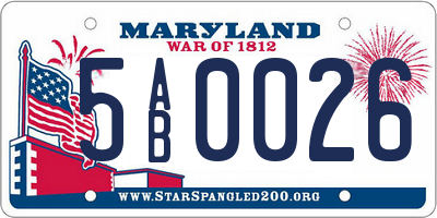 MD license plate 5AB0026