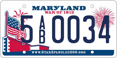 MD license plate 5AB0034