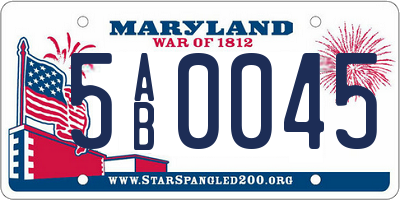 MD license plate 5AB0045