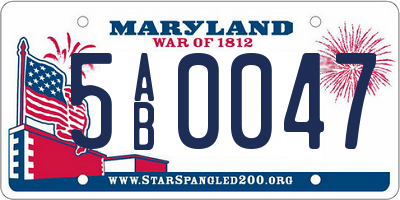 MD license plate 5AB0047