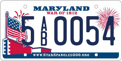 MD license plate 5AB0054