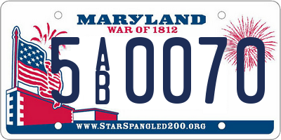 MD license plate 5AB0070
