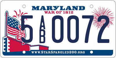 MD license plate 5AB0072