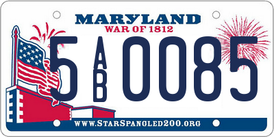 MD license plate 5AB0085