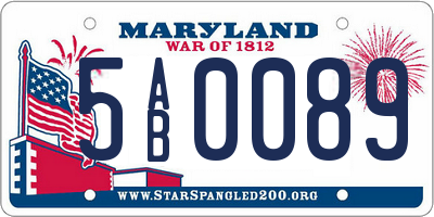 MD license plate 5AB0089