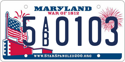 MD license plate 5AB0103