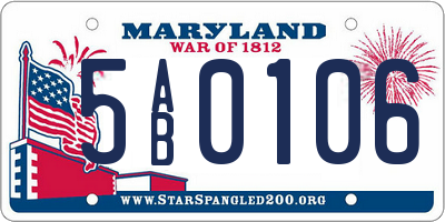 MD license plate 5AB0106