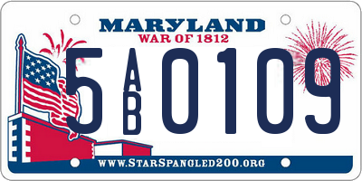 MD license plate 5AB0109