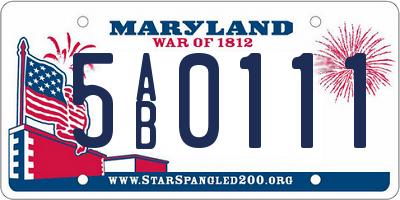 MD license plate 5AB0111