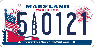 MD license plate 5AB0121
