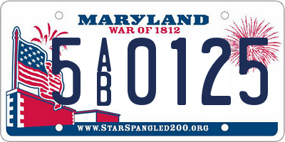 MD license plate 5AB0125
