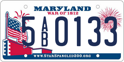 MD license plate 5AB0133