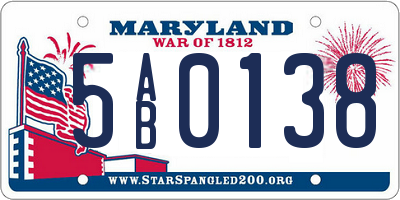 MD license plate 5AB0138