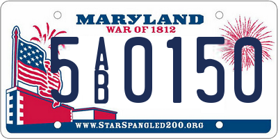 MD license plate 5AB0150