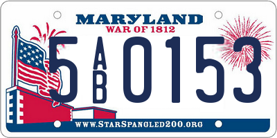 MD license plate 5AB0153