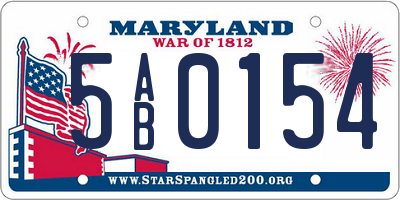MD license plate 5AB0154