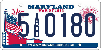 MD license plate 5AB0180