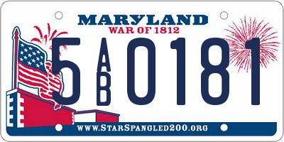 MD license plate 5AB0181