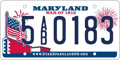 MD license plate 5AB0183
