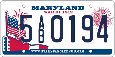 MD license plate 5AB0194