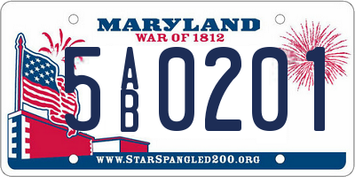 MD license plate 5AB0201