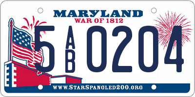 MD license plate 5AB0204