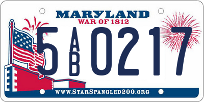 MD license plate 5AB0217