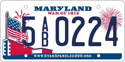 MD license plate 5AB0224