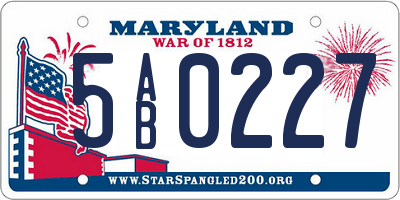 MD license plate 5AB0227