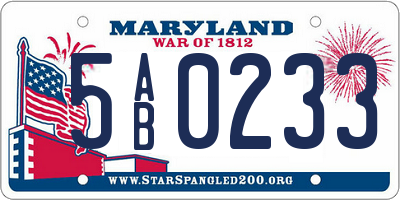 MD license plate 5AB0233