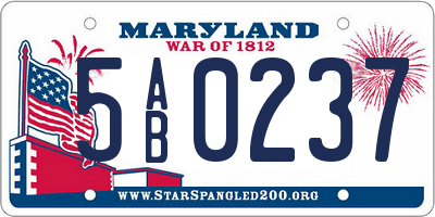 MD license plate 5AB0237