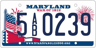 MD license plate 5AB0239