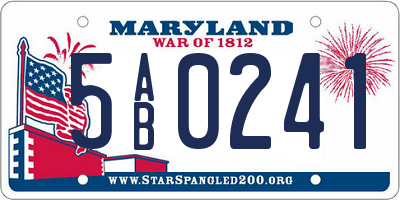 MD license plate 5AB0241