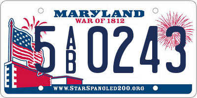 MD license plate 5AB0243