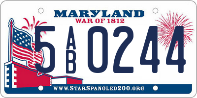 MD license plate 5AB0244
