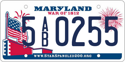 MD license plate 5AB0255