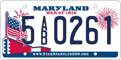 MD license plate 5AB0261
